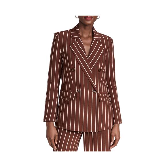 Kitri 'Josephine' Brown Viscose Pinstripe Blazer Size 6 - Picture 1 of 4